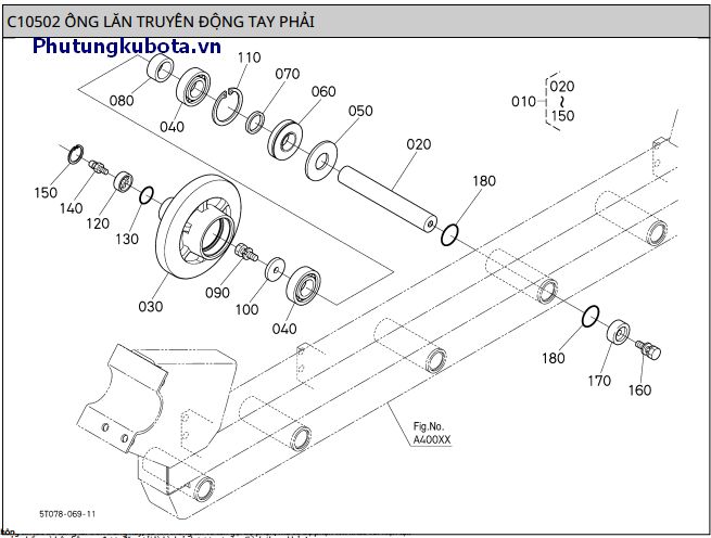 Ống lăn bánh xích tay phải